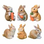 Lot de 6 mini figurines de lapin en r�sine pour d�coration de jardin lapins tenant des carottesd�coration ...