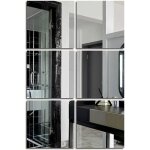 Lot de 6 miroirs muraux carr�s adh�sifs en acrylique amovibles autocollants muraux argent�s pour chambre ...