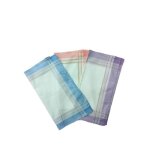 Mouchoirs - alpes blanc - lot de 6 - coton doux - 33x33 cm - couleurs assorties (rose bleu jaune)