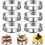 Lot de 6 moule cercle a patisserie en acier inoxydable - cercle a tarte 8cm - antiadh�sifs - forme ronde ...