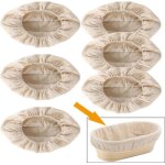 Lot de 6 paniers à pain en rotin housses en lin pour la cuisson (ovale 26 cm) Lot de 6 paniers à pain en rotin housses en lin pour la cuisson (ovale 26 cm)