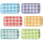 Lot de 6 petites assiettes pour apritifs desserts et sushis - assiettes rectangulaires en cramique ...
