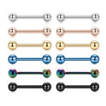 Lot de 6 piercings langue / t�tons halt�res 16�14�5 mm bijoux corporels femmes label