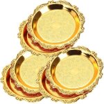 Lot 6 plateaux service ronds vintage m�tal dor� collations bonbons noix mini ap�ritifs 4 pouces f�te ...