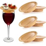 Lot de 6 plateaux en verre � vin pour charcuterie couvercles bois pour ap�ritifs desserts f�tes accessoires ...