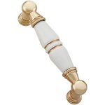 Lot de 6 poign�es de placard et de meubles en alliage de zinc et c�ramique blanche