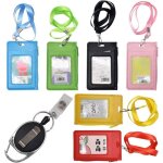 Lot de 6 porte - badges en cuir trs rsistant avec cordon tour de cou 6 pices