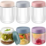 Lot de 6 pots de overnight oats jar pots de en verre pot de yaourt verre hermtiques avec couvercles ...