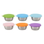 Lot de 6 rcipients  condiments en acier inoxydable avec couvercle silicone multi - usages