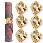 Lot de 6 ronds de serviette (2024 nouveau) en feuille dor lot de 6 anneaux porte - serviettes pour dcoration ...
