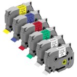 Lot de 6 rubans - phonillico - compatible brother p - touch - 12mm x 8m - couleurs varies - recharge ...