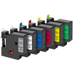 Lot de 6 rubans - phonillico - compatible dymo - 12mm x 7m - multicolore - tiquettes varies