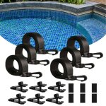 Lot de 6 sangles de protection pour b�che de piscine enrouleur de b�che avec bandes de fixation et pinces ...