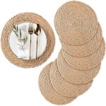 Lot de 6 sets table rotin tiss 30 cm - dessous verre rsistants chaleur style bohme / campagne - dco ...