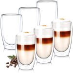 Lot de 6 tasses � caf� en verre borosilicate transparent isol� double paroi pour la maison la cuisine ...