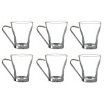 Lot de 6 tasses en verre et m�tal 20 cl mugs transparents design - 6 x 20 cl