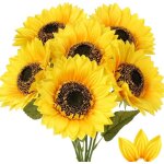 Lot de 6 tournesols artificiels de grande taille fleurs artificielles dcoratives ressemblant  de vraies ...