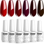 Lot de 6 vernis  ongles gel semi permanent srie rouge fonc bordeaux soak off uv led gel polish pour ...