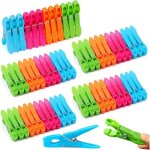 Lot de 60 pinces � linge antid�rapantes pinces � linge en plastique multicolores clips en plastique robustes ...