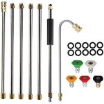 Lot de 7 ensemble de baguette dextension pour nettoyeur haute pression avec 5 embouts de buse10 anneaux ...