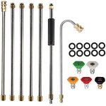 Lot de 7 ensemble de baguette dextension pour nettoyeur haute pression avec 5 embouts de buse10 anneaux ...