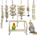 Jouets  mcher pour oiseaux - namotu - lot de 7 - bois naturel - scuriss - multifonctions