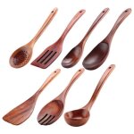 Lot de 7 ustensiles de cuisine en bois de teck ? spatules et cuillères antiadhésives résistantes et naturelles ... Lot de 7 ustensiles de cuisine en bois de teck ? spatules et cuillères antiadhésives résistantes et naturelles ...