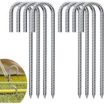 Lot de 8 ancrages au sol en acier galvanis� de 30 cm - crochets en j - crochets de tente pour s�curiser ...
