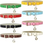 Lot de 8 colliers pour chat en cuir avec clochettes et boucles en m�tal poli durable et r�glable faits ...