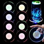 Lot de 8 dessous de verre led : sous - verres colors led lumineux sous - verres pour boissons sous - ...