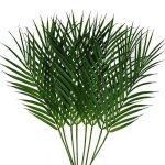 Lot de 8 feuilles de palmier artificielles areca tiges de verdure feuilles de palmier tropical plantes ...