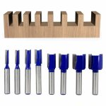 Lot de 8 fraises droites � tige de 8 mm - double cannelure - pour outils de menuiserie - 5 / 6 / 8 / ...