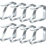 Lot de 8 pinces � nappe en acier inoxydable argent pour tables jusqu� 5 cm d�paisseur