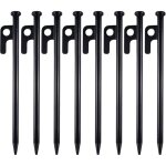 Lot de 8 piquets de tente robustes en mtal 20 cm haute rsistance pour camping avec crochet et trou pour ...