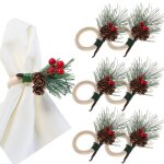 Lot de 8 porte - serviettes de nol en forme de pommes de pin ronds de serviette artificiels en forme ...