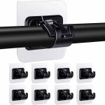 Lot de 8 supports de tringle  rideau tige sans forage support de barre auto - adhsif transparentnoir ...