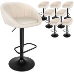 Lot de 8 tabouret de bar en tissu avec dossier - mipan - tabouret r�glable en hauteur(85 - 105cm) - beige ...
