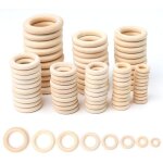 Lot de 80 anneaux en bois pour le bricolagemacram inachevanneaux en bois naturelanneaux de rideaux ...