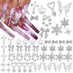 Lot de 80 breloques 3d pour nail art avec strass pour une exprience de manucure de luxe kit faux ongles ...