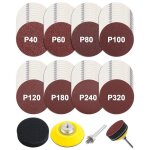 Lot de 80 disques abrasifs ronds de 50 mm - 50 mm - grain p40 / 60 / 80 / 100 / 120 / 180 / 240 / 320 ... Lot de 80 disques abrasifs ronds de 50 mm - 50 mm - grain p40 / 60 / 80 / 100 / 120 / 180 / 240 / 320 ...
