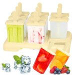 Lot de 9 moule  glace - avec batonnet - glaces  leau en plastique - sans bpa - rutilisables pour enfants ...