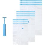Lot de 9 sacs de rangement sous vide avec pompe manuelle rutilisables housses de rangement sous vide ...