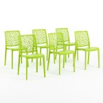 Chaises empilables - anna - r�sine renforc�e - usage int�rieur et ext�rieur - lot de 6 - vert lime