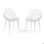 Chaises - diamante - polycarbonate - transparentes - lot de 2 - design moderne et élégant Chaises - diamante - polycarbonate - transparentes - lot de 2 - design moderne et élégant