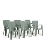 Lot de chaises diana en polypropylne renforc empilables et lgres. usage extrieur (6 chaises sauge) ...