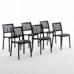 Lot de chaises flora en polypropyl�ne renforc� empilables usage int�rieur et ext�rieur (6 chaises anthracite) ...