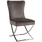 Lot de 2 chaises gabrielle capitonne velours - taupe