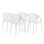 Lot de chaises lara avec accoudoirs en polypropyl�ne renforc� empilables pour jardin et int�rieur (4 ...