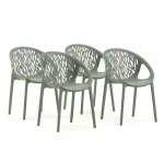 Lot de chaises lara avec accoudoirs en polypropyl�ne renforc� empilables pour jardin et int�rieur (4 ...