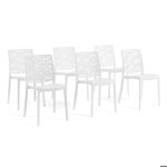 Chaises empilables - malika - polypropylène renforcé - usage intérieur et extérieur - lot de 6 - blanc ... Chaises empilables - malika - polypropylène renforcé - usage intérieur et extérieur - lot de 6 - blanc ...